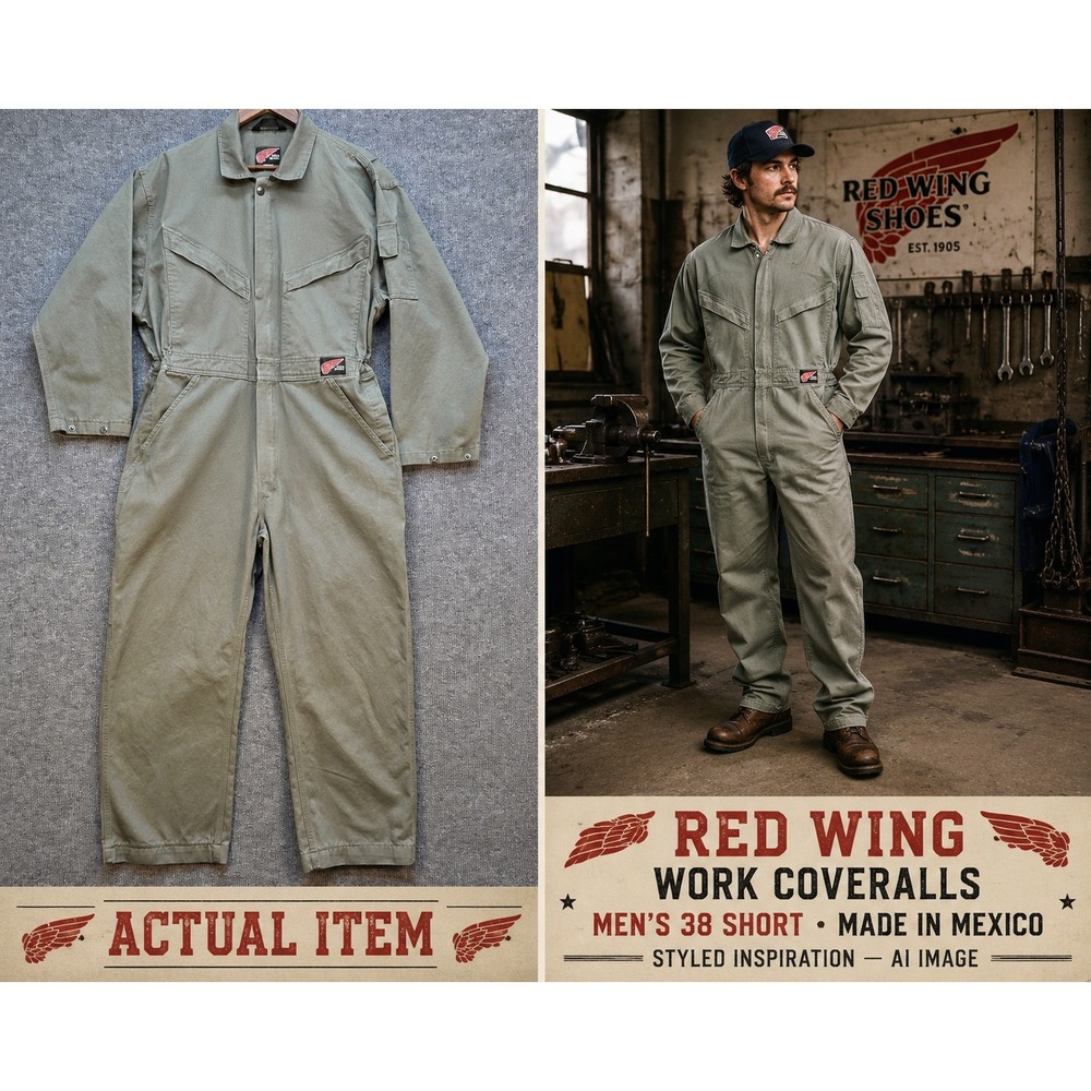 Red Wing Work Coveralls Mens Mechanic Utility Suit Gray 38 Short Gorpcore Exc
